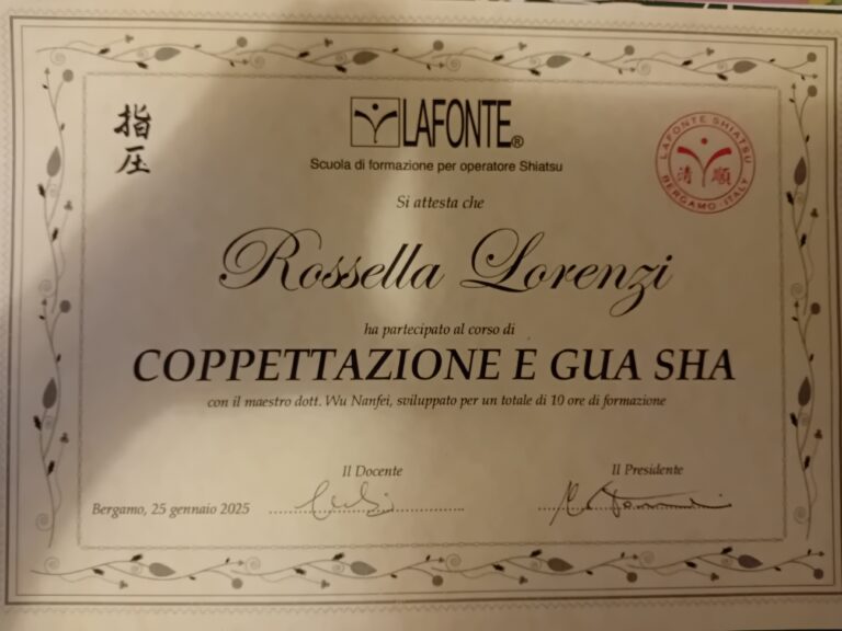 attestato coppettazione e gua sha