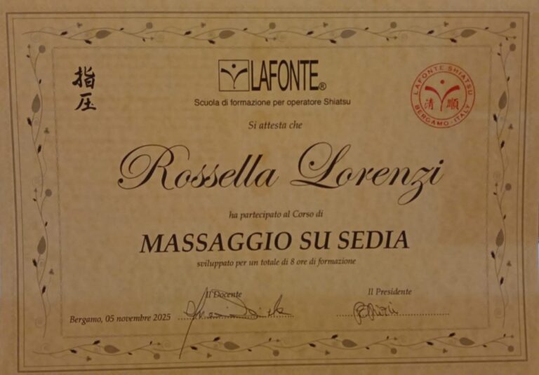 attestato massaggio su sedia