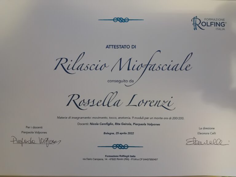 attestato rilascio miofasciale